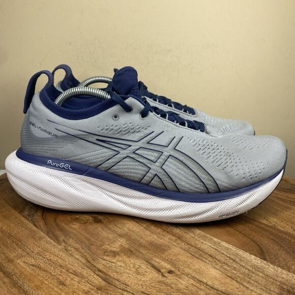 ASICS GelNimbus 25 Sheet Rock Indigo Blue Mens Gray Size 10.5 Wide Running Shoes - Picture 1 of 13